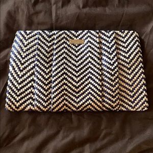 Kate Spade Silver and Blue Chevron Clutch